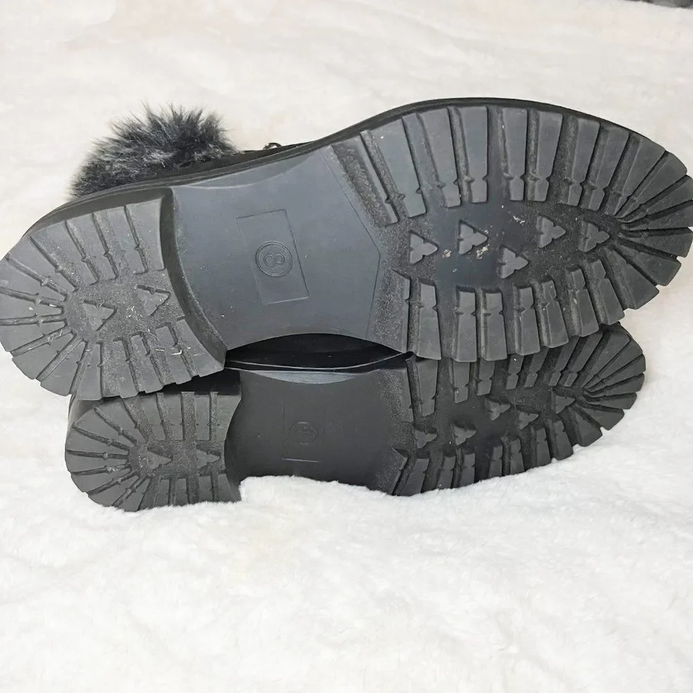 Merona Black Faux Fur Tipped Boots Size‎ 8